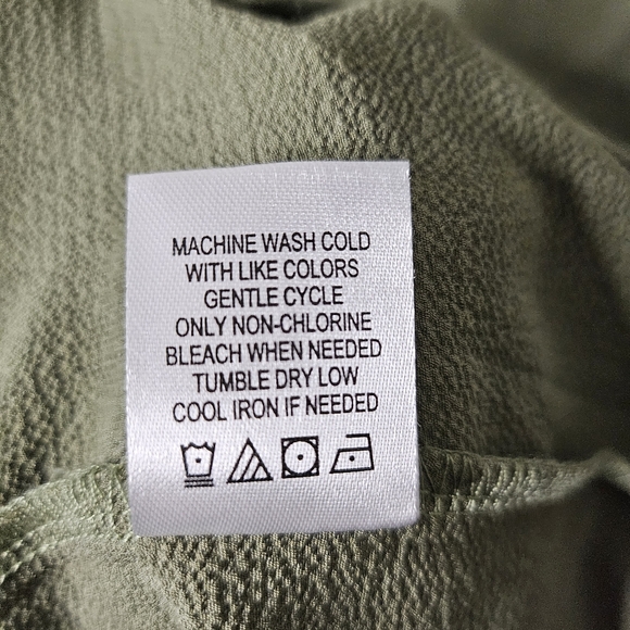 Kathy Ireland Olive Green Peasant Blouse Elastic Long Sleeves Tie Neck Large - Picture 7 of 10